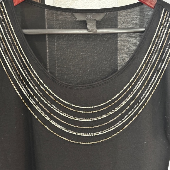 Banana Republic Drop-shoulder T-shirt w/ Chain Neck Detail - Black Size S - Picture 3 of 5